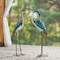 Set of 2 -38.25"H/39.25"H Metal Standing Crane Garden Statue with Stakes